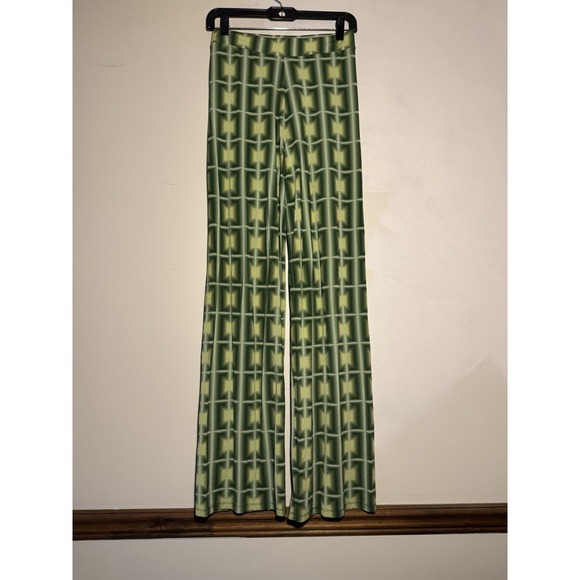 Paloma Wool Green Wide Leg Pants Modern Viscose Portugal Hippie Size M - Picture 2 of 10